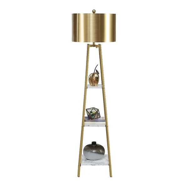 ROSEN GARDEN Floor Lamp, Standing Reading Light with Shelves and Shade