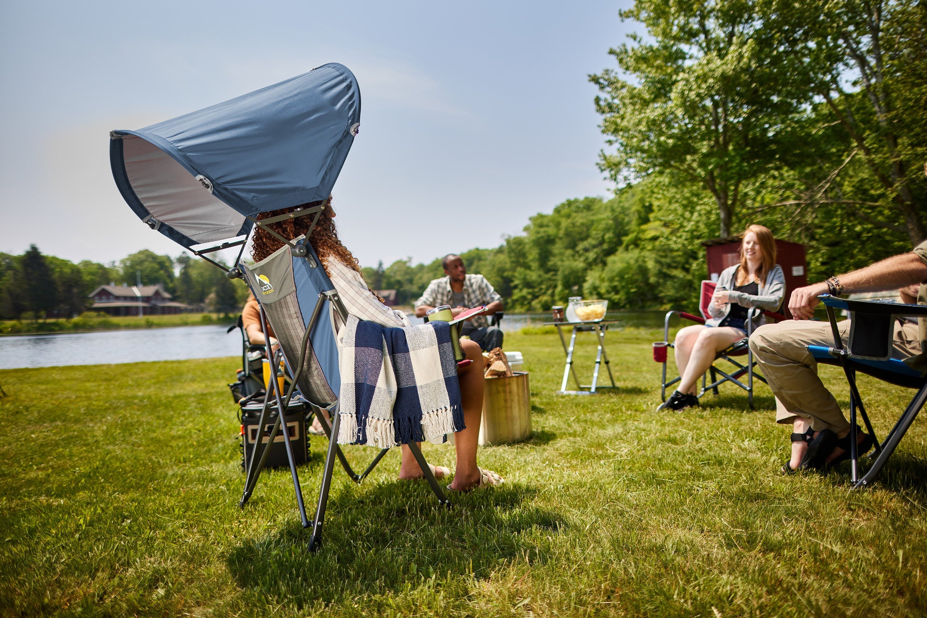 GCI Outdoor SunShade Comfort Pro Chair, Lichen Blue, Adult Chair