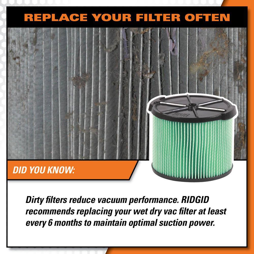 RIDGID 5-Layer HEPA Material Pleated Paper Filter for 3 to 4.5 Gallon RIDGID WetDry Shop Vacuums (4-Pack) VF3600A