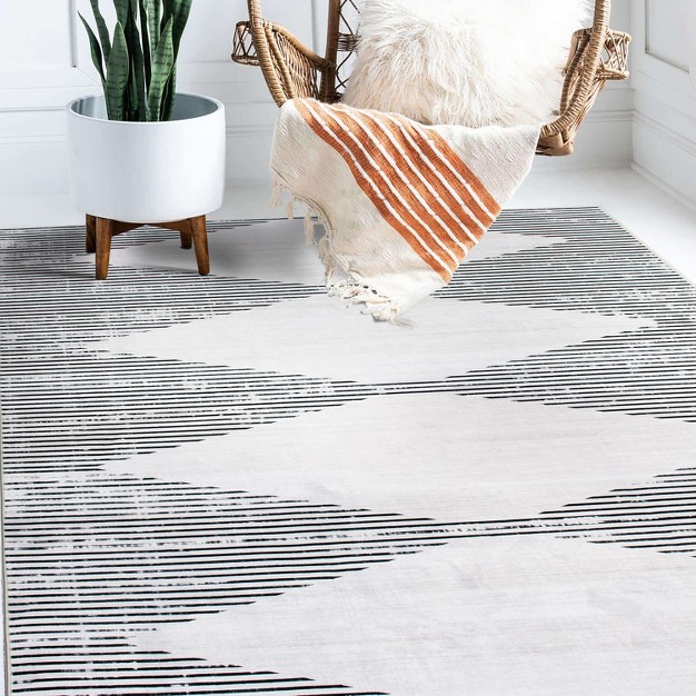 World Rug Gallery Contemporary Geometric Stripes Machine Washable Area Rug