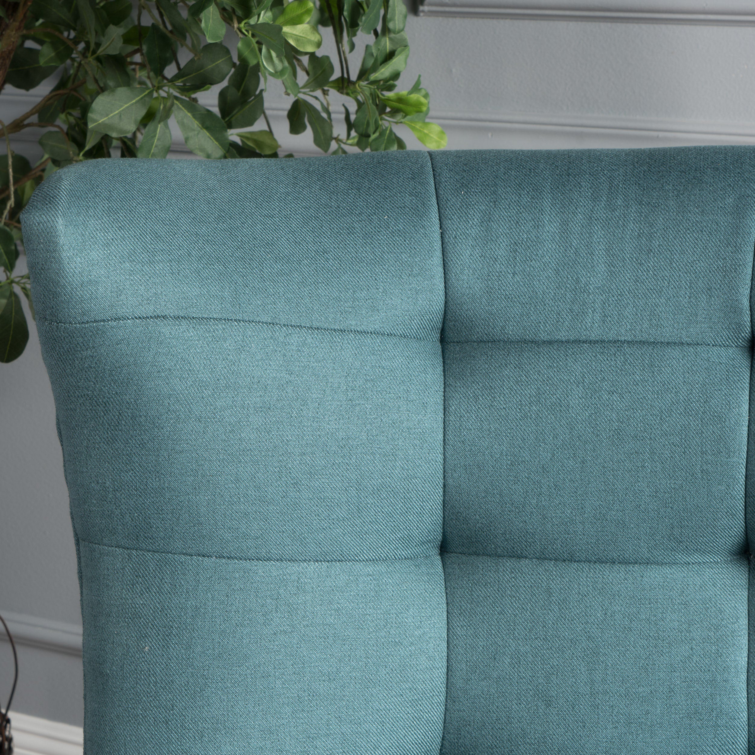 Temescal Mid Century Modern Dark Teal Fabric Accent Chair