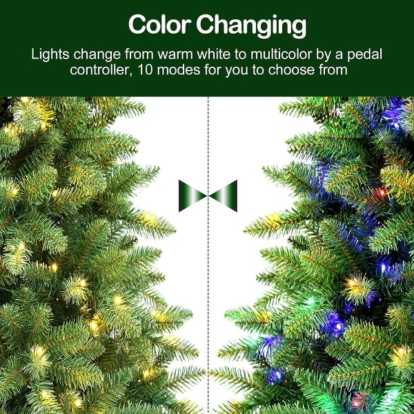 6.5 ft Prelit Christmas Tree，Artificial Christmas Tree with 350 Color Changing LED Lights，1100 Tips，10 Color Modes