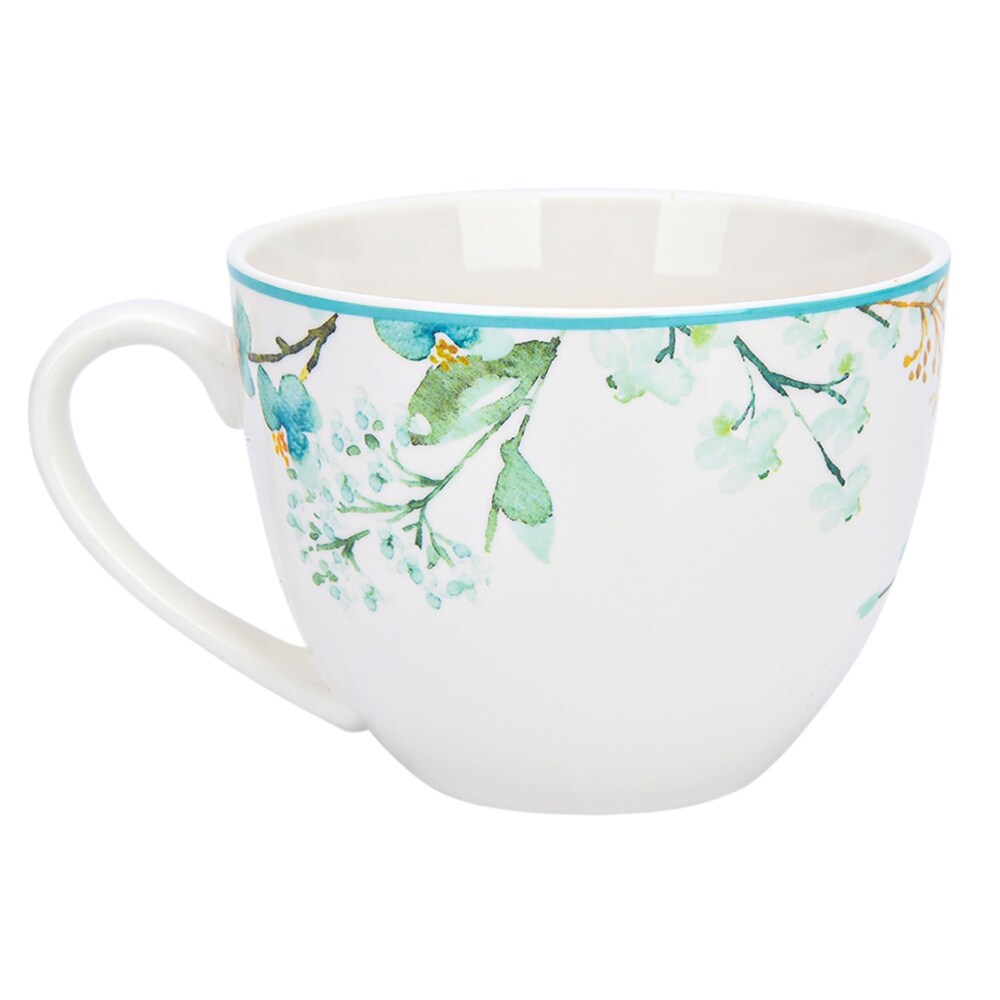 STP Goods Green Blossom Tea Coffee Cup   Saucer Set of 2   8.8 fl oz