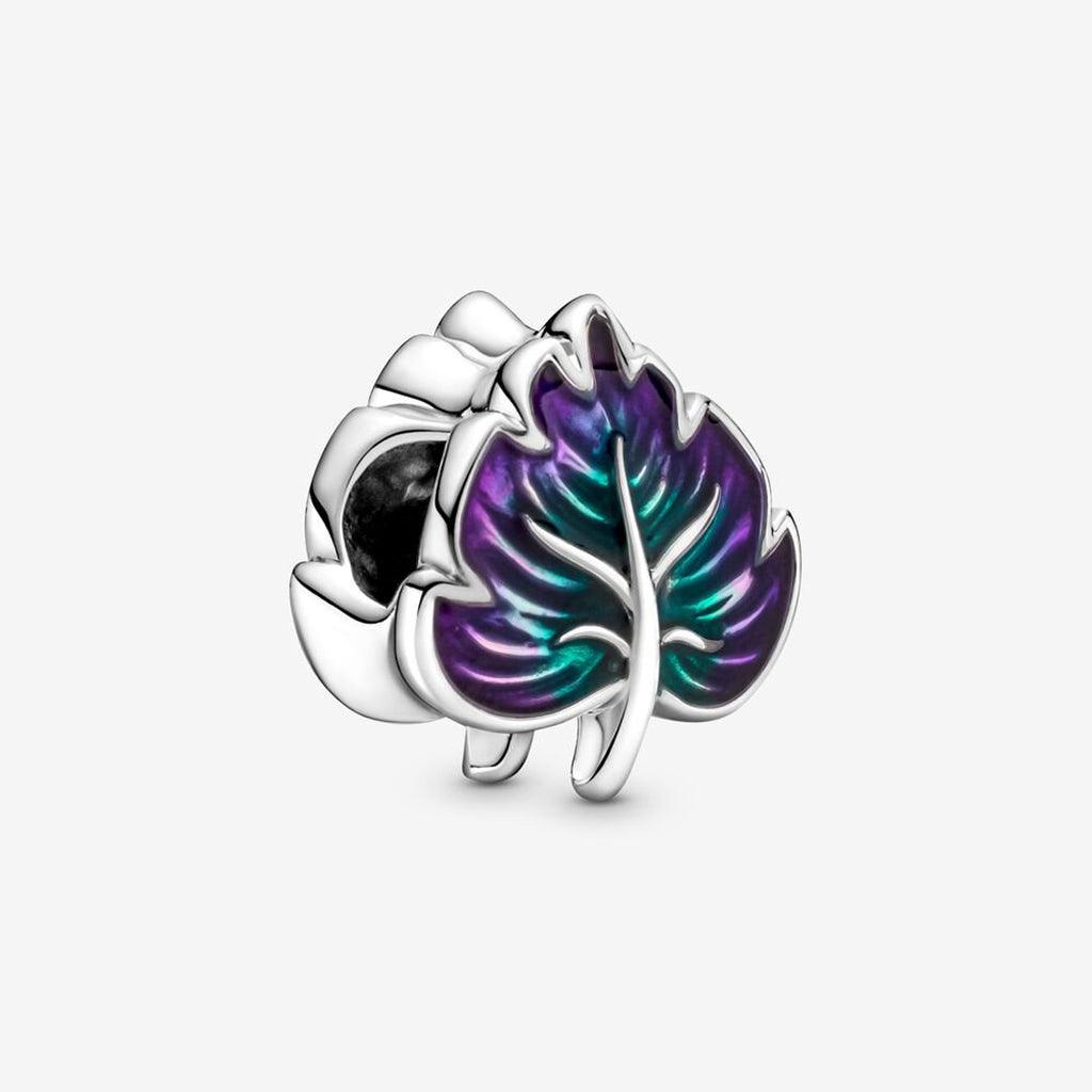 PANDORA  Purple & Green Leaf Charm