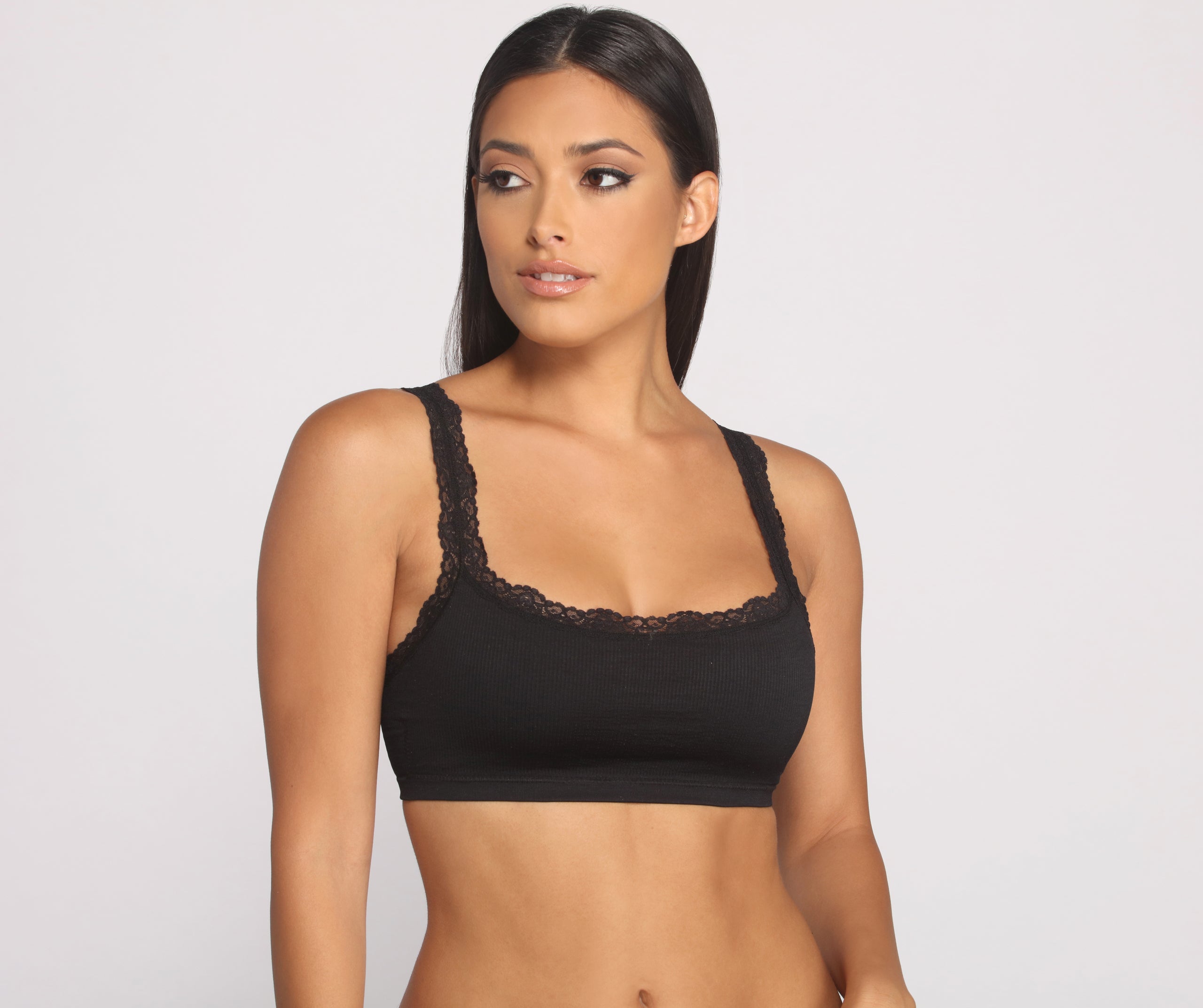 Lace Trim Ribbed Bralette Tank