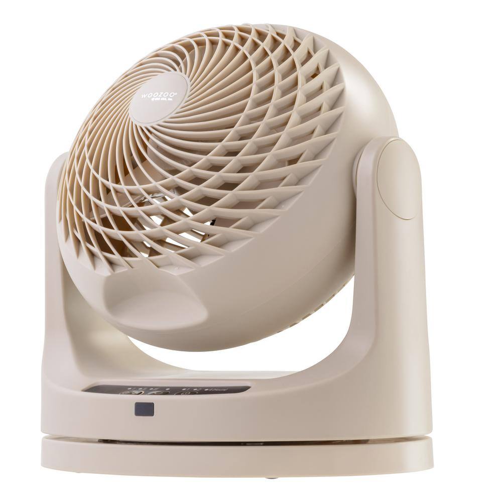 Woozoo 9 in. 3 Speed Oscillating Vortex Desk Fan with Remote Control Latte 500181