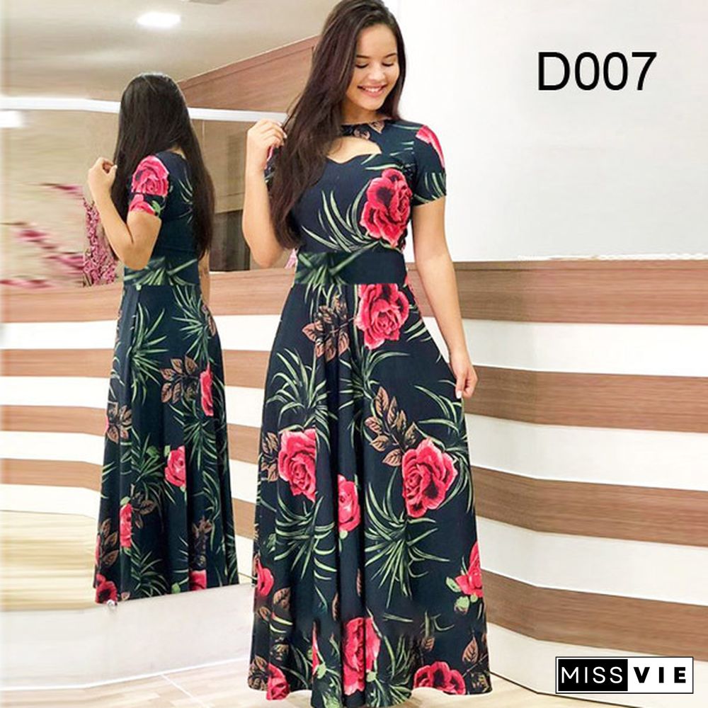 Digital Print Ashion Style Large Skirt Dress Vestido Feminino Vintage Bodycon Maxi Dresses For Women Sexy Dress