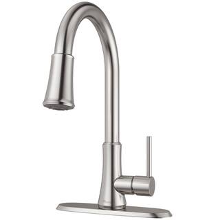 Pfister Transitional Single Handle Pull Down Sprayer Kitchen Faucet in Stainless Steel G529-PF2S