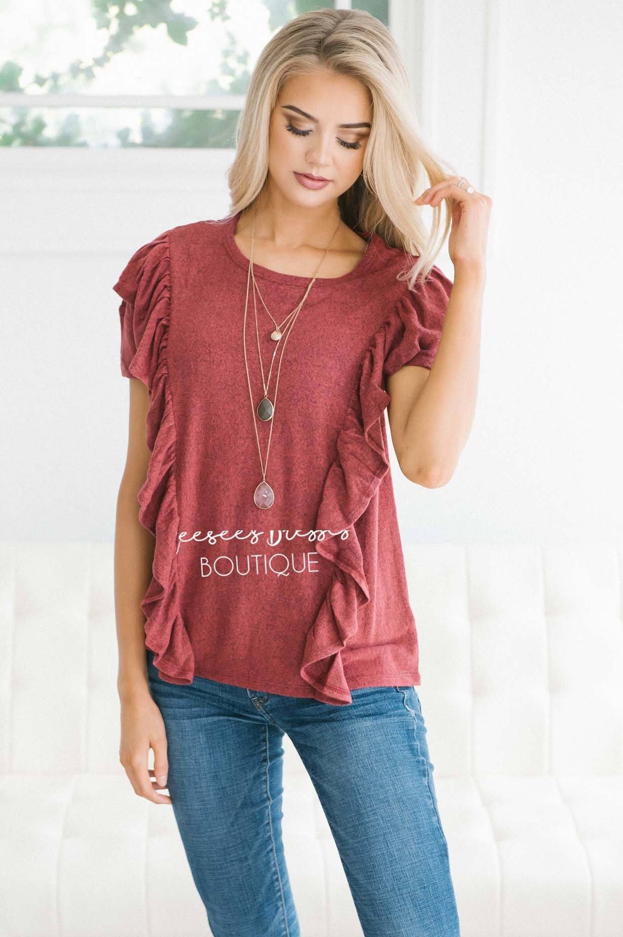 Side Ruffle Cozy Fall Top