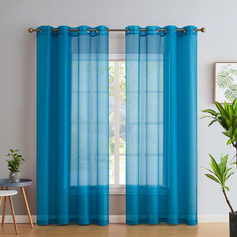 THD Basics 2 Piece Semi Sheer Voile Window Curtain Drapes Grommet Top Panels - Set of 2 panels