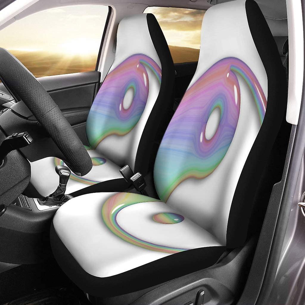 Set Of 2 Car Seat Covers Yin Yang Symbol Smooth Glassy And Abstract Stripe Pattern Universal Auto Front Seats Protector Fits