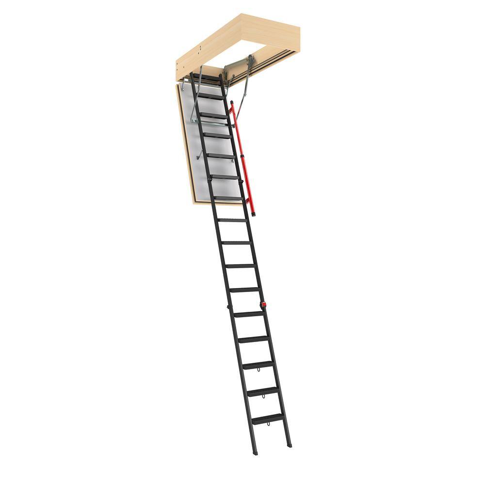 Fakro LMF 60 9 ft. 7.5 in. - 11 ft. 10 in. 25 in. x 56.5 in. Fire-Rated Insulated Metal Attic Ladder 350 lbs. Load Capacity 869238