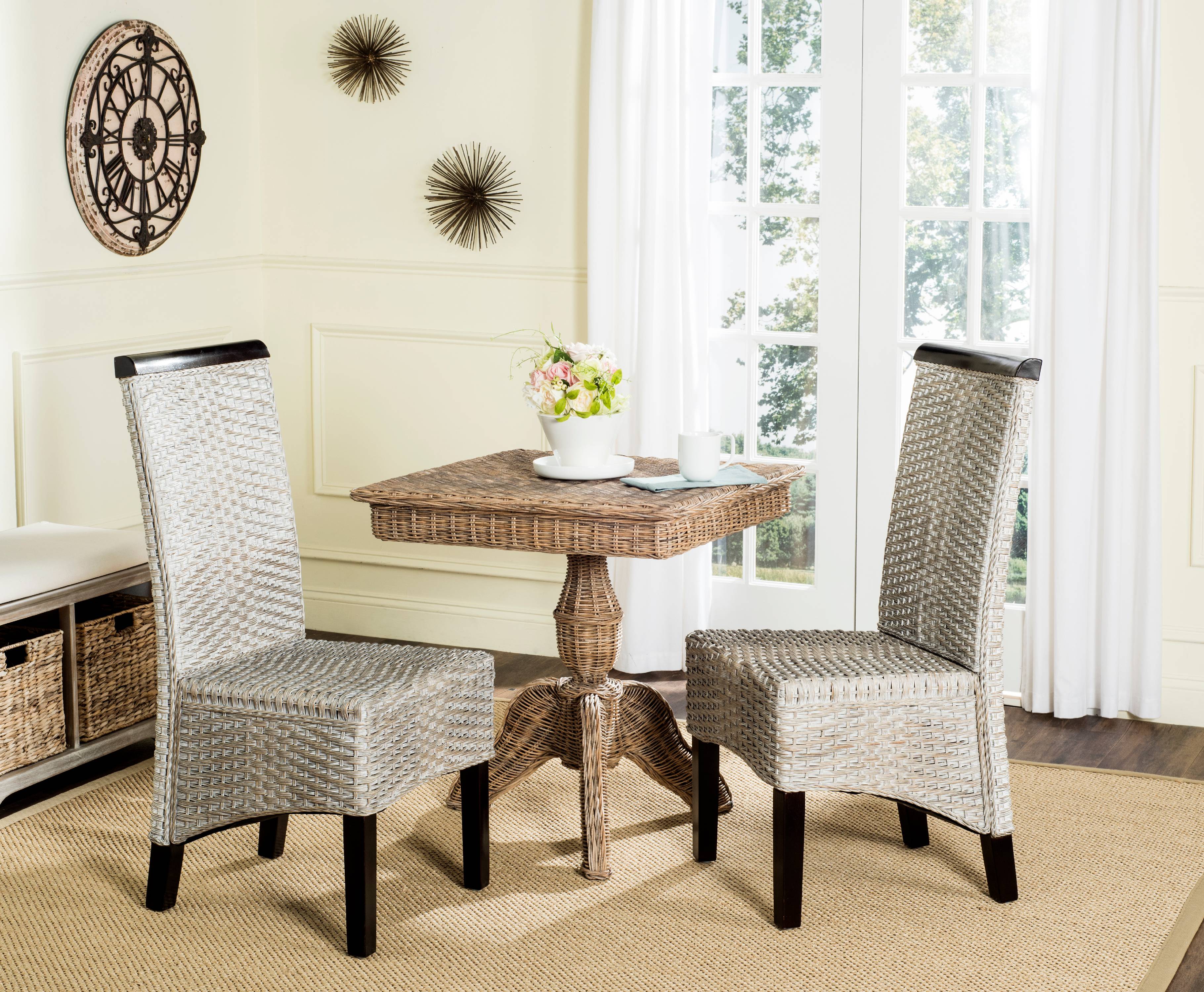 Safavieh Ilya Nautical Wicker 18''H Wicker Dining Chair， Set of 2