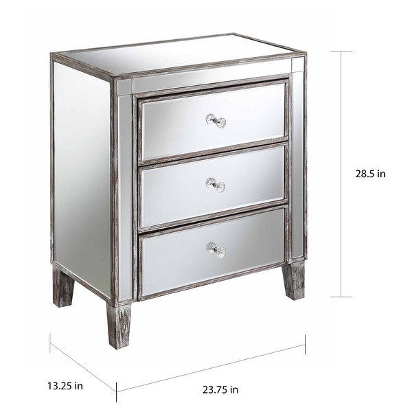 Silver Orchid Olivia 3-drawer Mirrored End Table