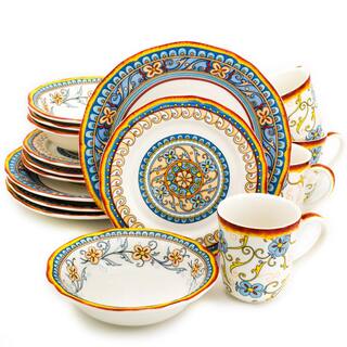 🎉Limited Time Offer🎉Euro Ceramica Duomo 16-Piece Patterned MulticolorItalian Design Stoneware Dinnerware Set (Service for 4) DUO-86256