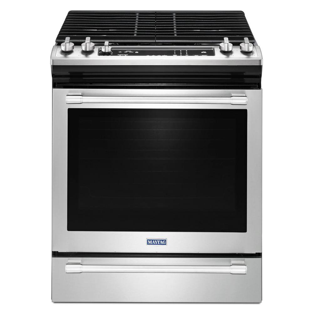 Maytag 5.8 cu. ft. Slide-In Gas Range with True Convection in Fingerprint Resistant Stainless Steel MGS8800FZ