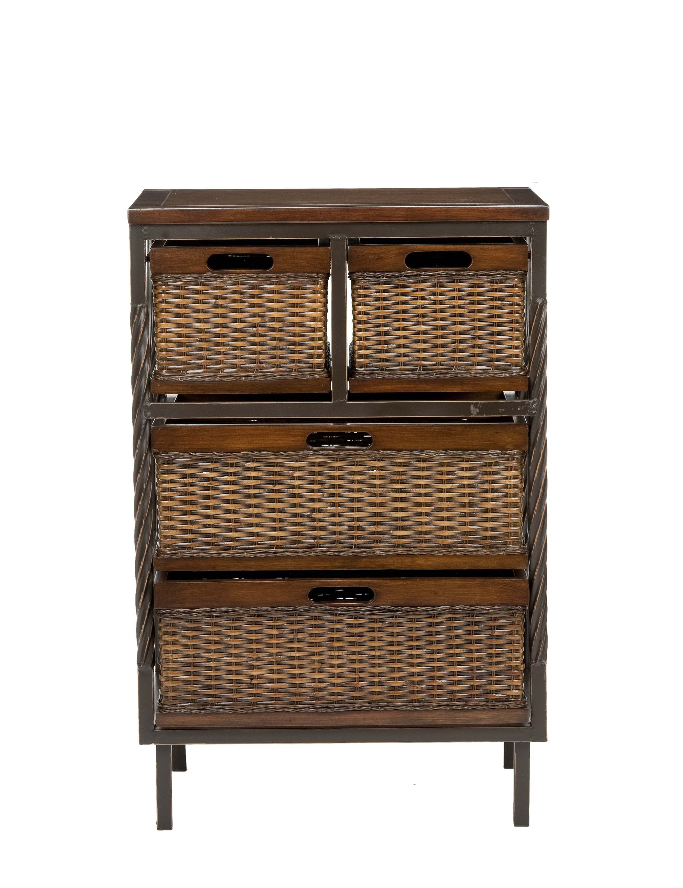 Safavieh Andrew Industrial Rustic 4 Drawer Storage Unit, Dark Teak