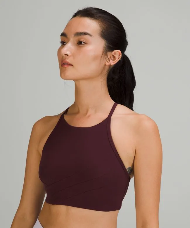 Flow Y Wrap-Front High-Neck Bra Light Support, B/C Cup