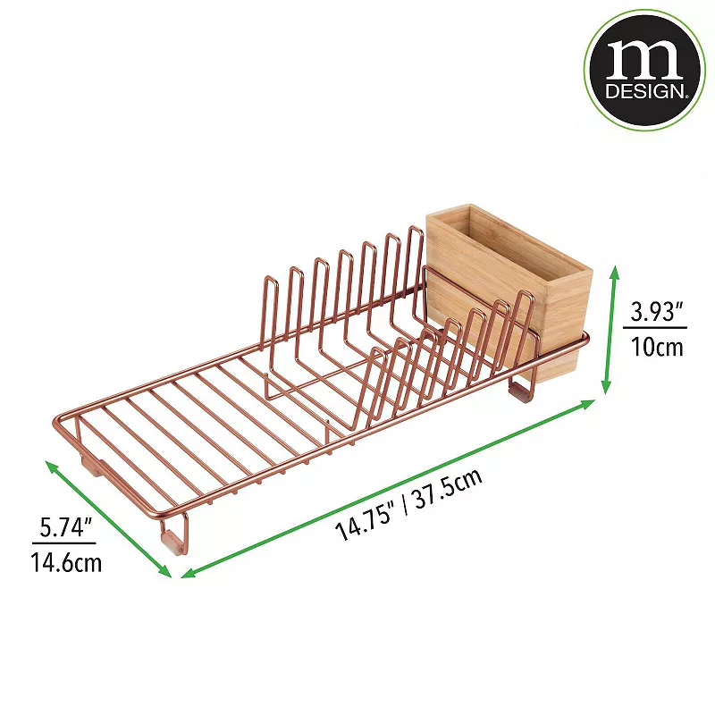 mDesign Compact Countertop， Sink Dish Drying Rack，   Caddy