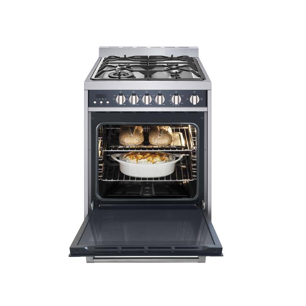 Magic Chef 24 in. 4 Burner Freestanding Gas Range in Stainless Steel MCSRG24S2