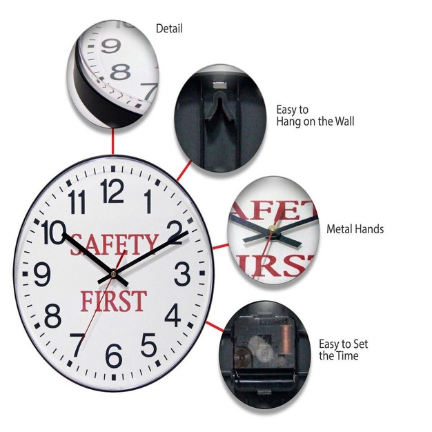 Safety First Wall Clock Black Infinity Instruments