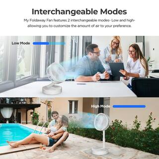 As Seen on TV 2-in-1 Adjustable Height 40 in. Unique Foldable and Portable My Foldaway Rechargeable Floor and Table Fan 7039