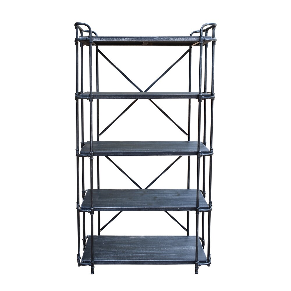 Yorktown Industrial 5 Shelf Firwood Bookcase by Christopher Knight Home