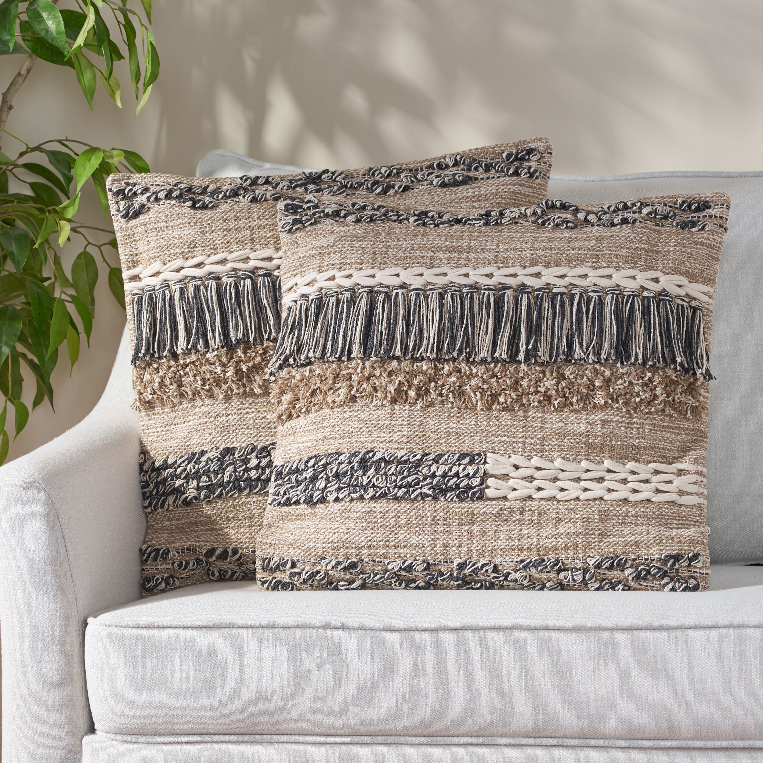 Ellana Hand-Loomed Boho Throw Pillow