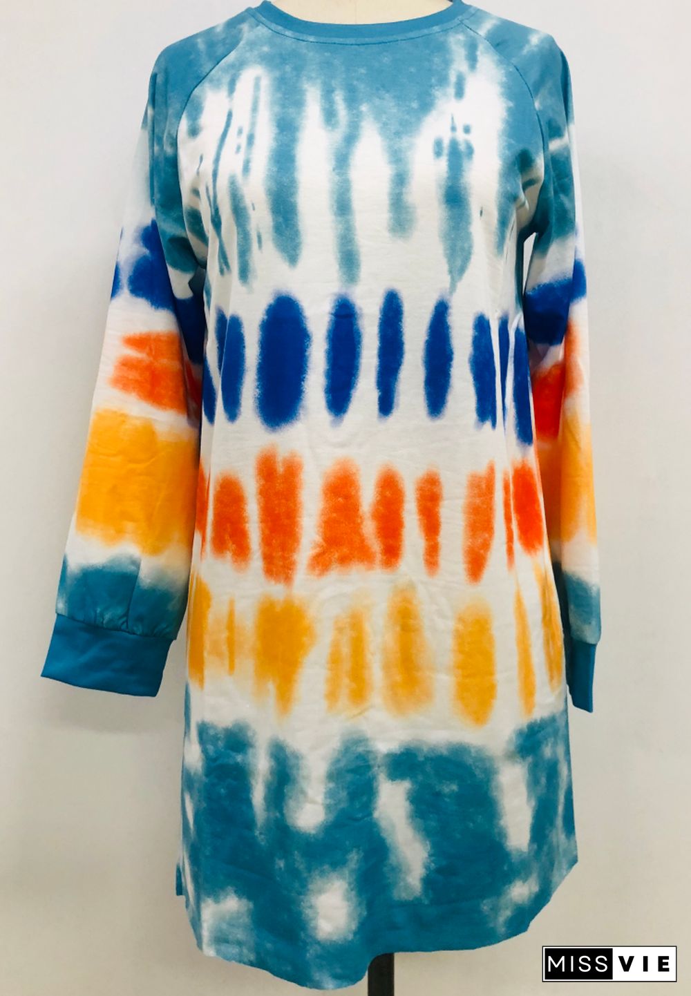 Multi-colored Tie Dye Pullover Sweatshirt Dress