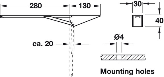 Hafele 287.41.951 Hinged Spring Bracket  For table...