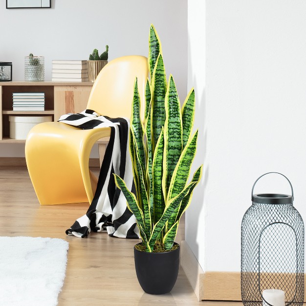 Costway Artificial Snake Plant 35 5 x27 x27 fake Sansevieria Indoor outdoor Decoration