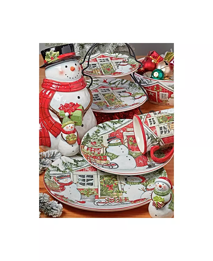 Certified International Snowman's Farmhouse 4 Piece Dinner Plate Set