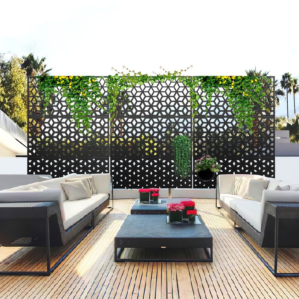 Metal Privacy Screen Wall Decoration Free Standing 6.3 ft. H X 4 ft. W