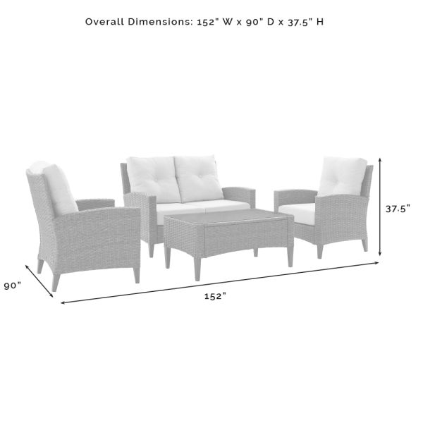 Rockport Outdoor Wicker 4Pc High Back Conversation Set