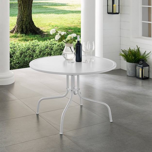 Outdoor Round Dining Table White Satin Crosley