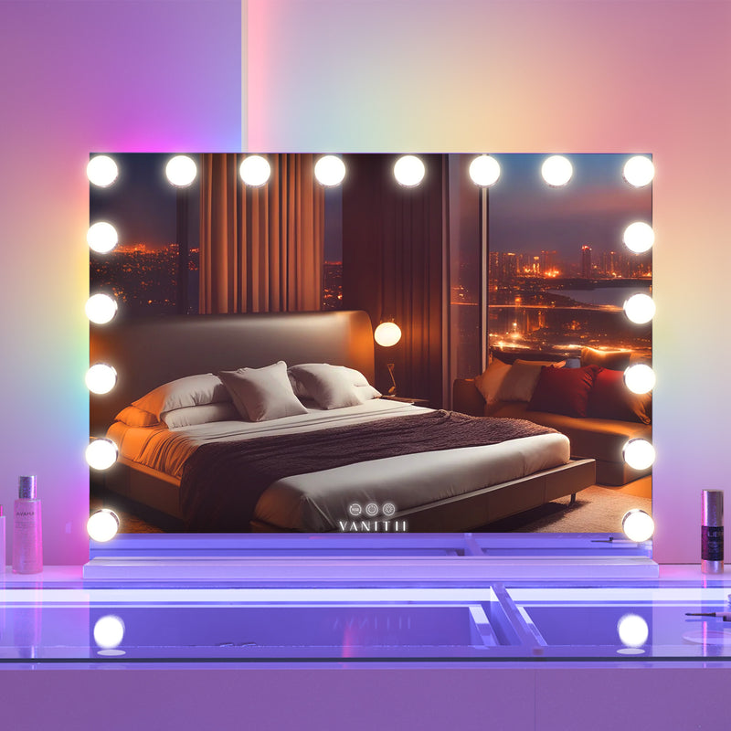 Mary Hollywood Glow Vanity Mirror with RGB - 18 Dimmable LED Bulbs  VNT-8058-JMRGB