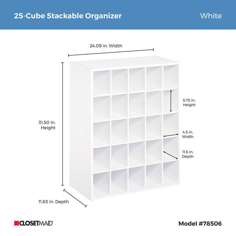 ClosetMaid 32 in. H x 24 in. W x 12 in. D White Wood Look 25-Cube Storage Organizer 78506