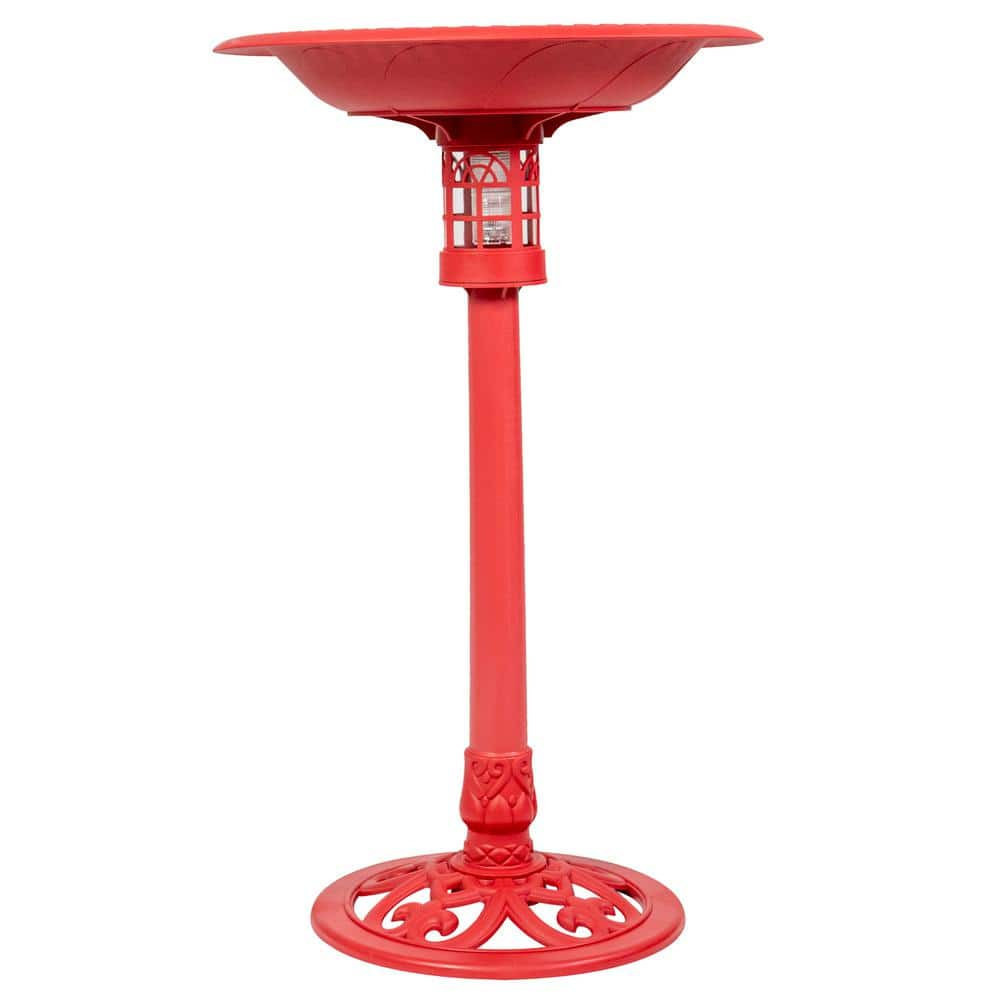 SunRay Beacon Point Solar Lighted Bird Bath in Red 841011