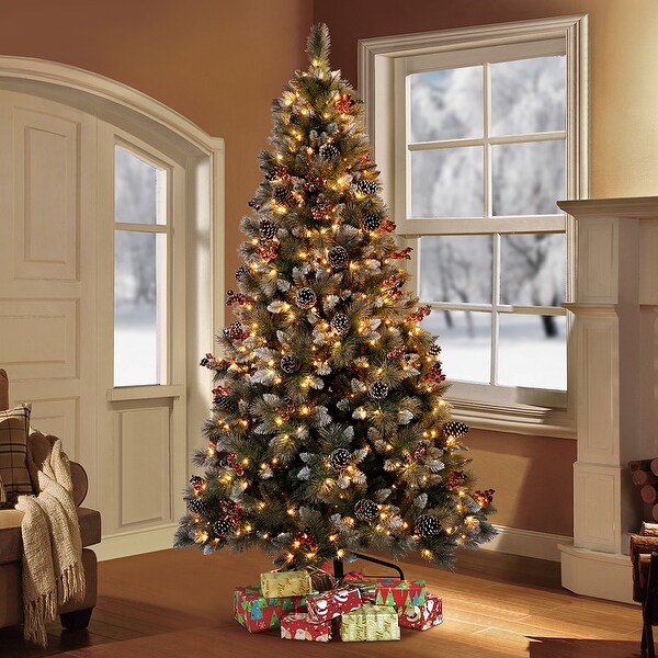 Puleo International 7.5' PreLit Sterling Pine Christmas Tree