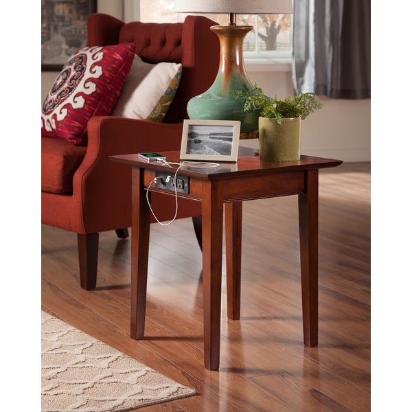 Shaker End Table with Charging Station in Walnut