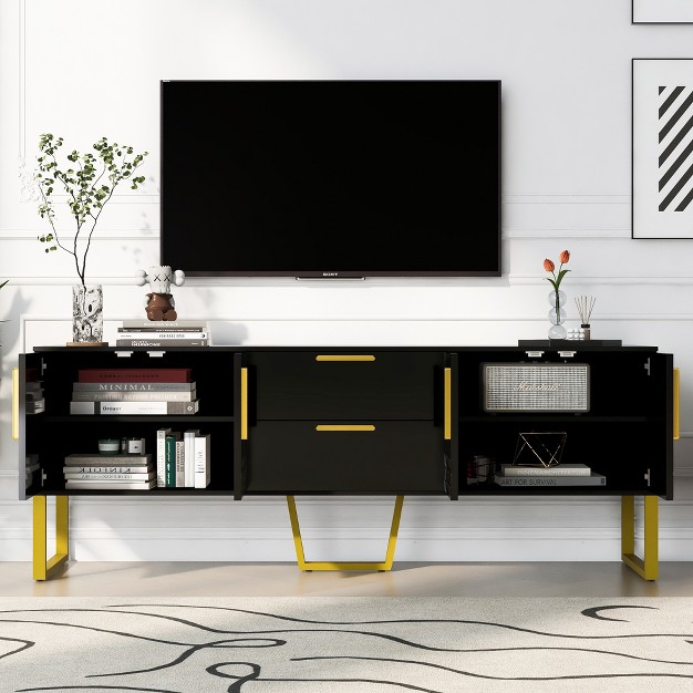 With Gold Metal Legs Handles And Drawers Modernluxe