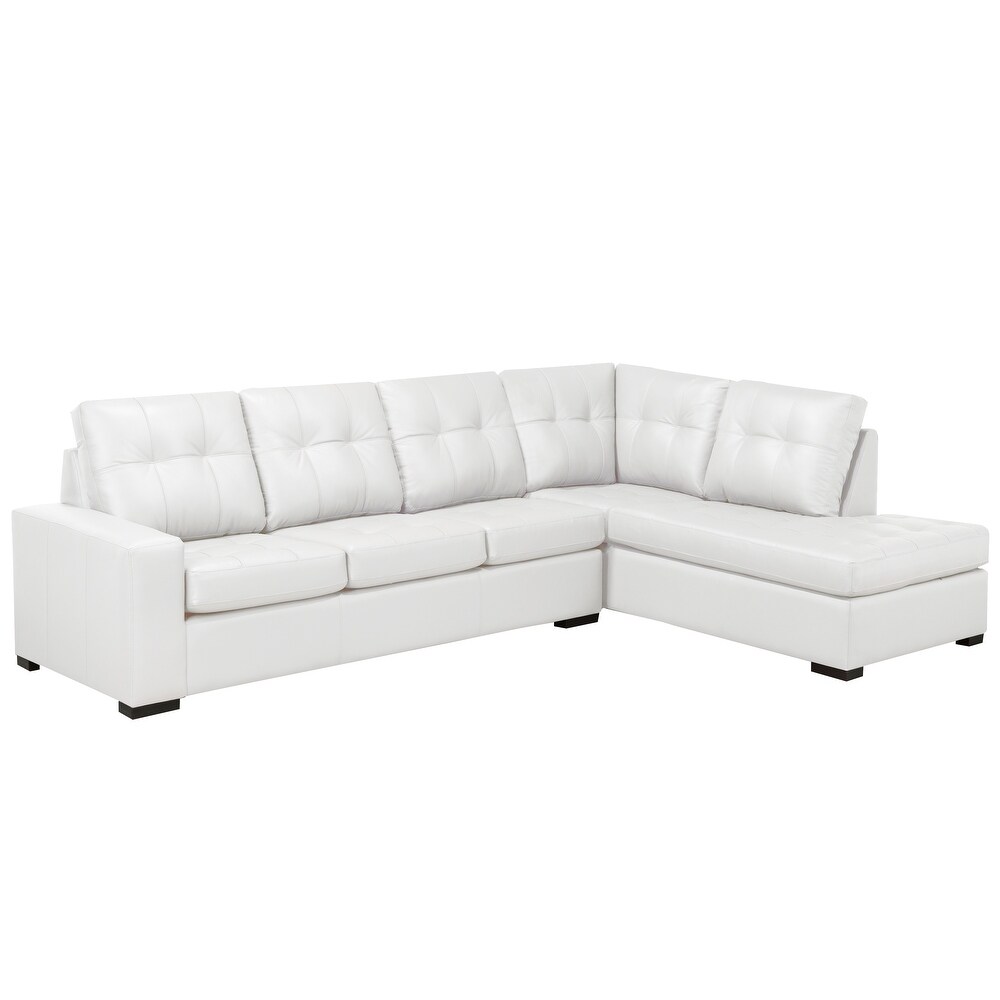 Liam Top Grain Leather Tufted Sectional Chaise Sofa