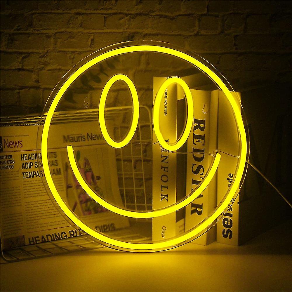 Usb Smile Face Led Neon Sign Light Wall Hanging Kids Bedside Lamp Decor