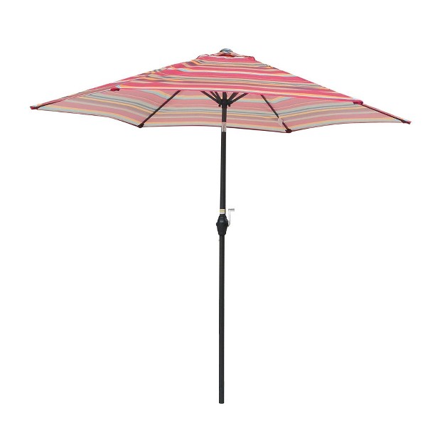 Wellfor 9 x27 Hexagon Outdoor Beach Umbrella Red Stripes