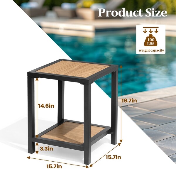 Outdoor Patio 2Tier Small Square Side Table