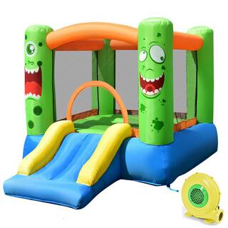 Costway Multi-Color Kids Playing Inflatable Bounce House Jumping Castle Game Fun Slider 480-Watt Blower OP70022