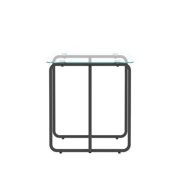 High Quality Glass End Table， Side Table with Metal Base