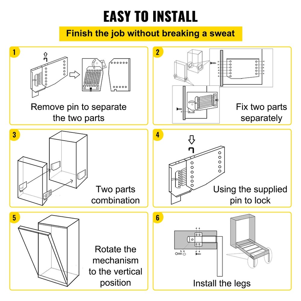 VEVOR Murphy Wall Bed Hardware Kit Springs Mechanism White King or Queen Size