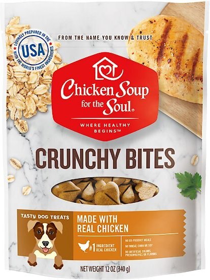 Chicken Soup for the Soul Crunchy Bites Chicken Dog Treats， 12-oz bag