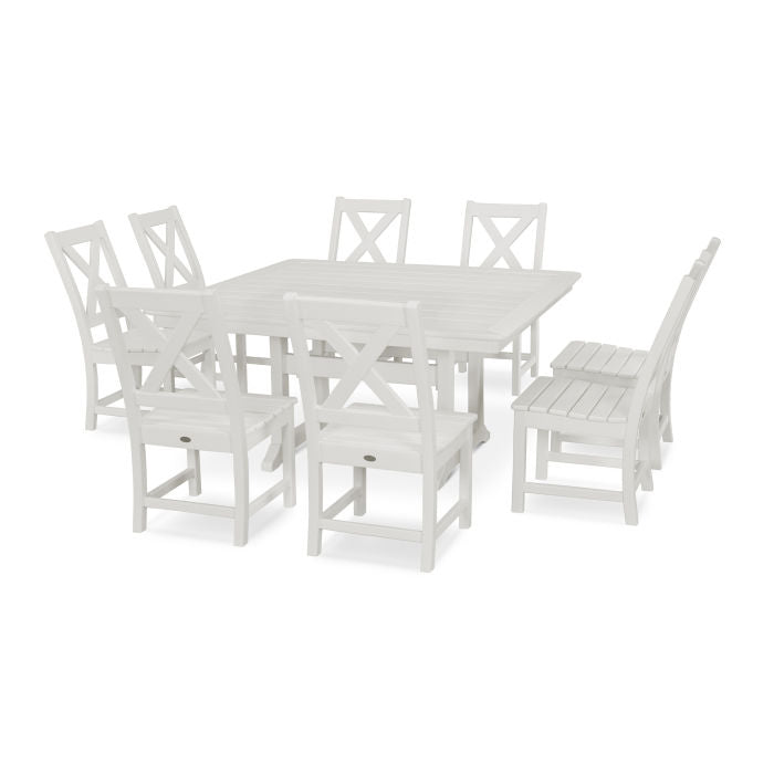 Polywood Braxton 9-Piece Nautical Trestle Dining Set in Vintage Finish PWS506-1-V